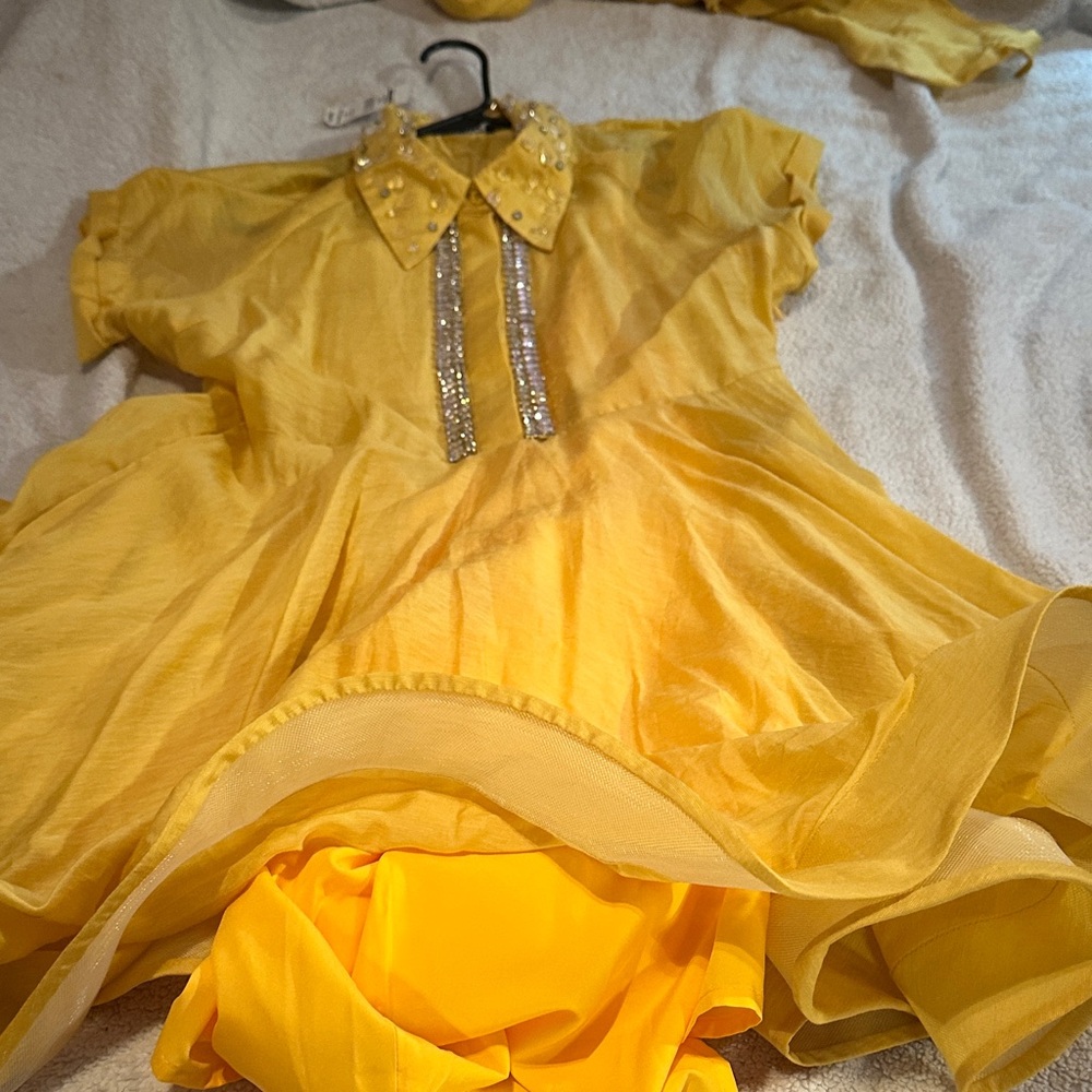 Yellow Dress with Embellished Collar